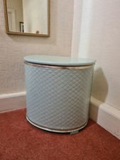 Retro 1950s 60s Bathroom Ottoman Stool Pale Blue