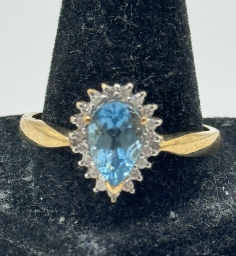 9ct yellow gold blue topaz - 9ct,