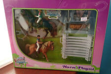 Kids Globe Horse playset 2x horses & riders with accessories fencing horse toys