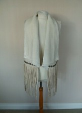 My Sisters Closet The Label Cream Faux Suede Tassel Gilet Jacket Size S 8 10 NEW