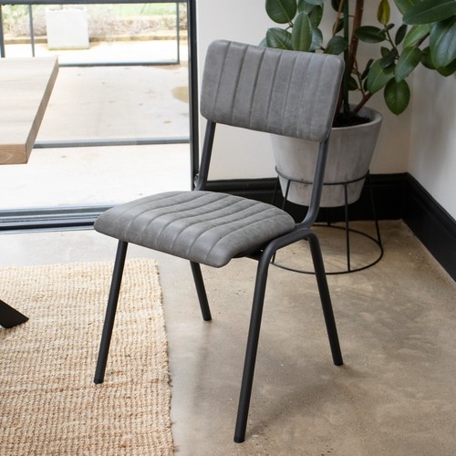Grey upholstered dining chair - dining,