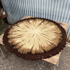 Vintage Mid Century Shag Pile Rug Circle Round Retro Danish Scandi 60s Rya