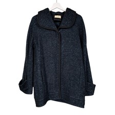 Toast Coat Jacket Size UK10 Navy Blue Wool Mohair Alpaca Button Up Pockets Arty