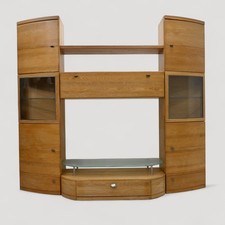 Large Hatfields Entertainment Wall Unit Oak Drawers & Cupboards FREE UK Delivery