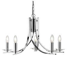 5 Lights Chrome Finish Ceiling Fitting Pendant Light with Clear Glass Sconces