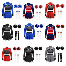 Kids Girl Cheerleading Outfit Competition Costume Performance Set School Skirt