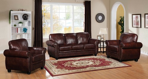 Brown leather seater 2 - brown,