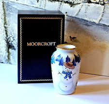MOORCROFT ENAMELS MINIATURE CHRISTMAS SNOWMAN VASE. BOXED
