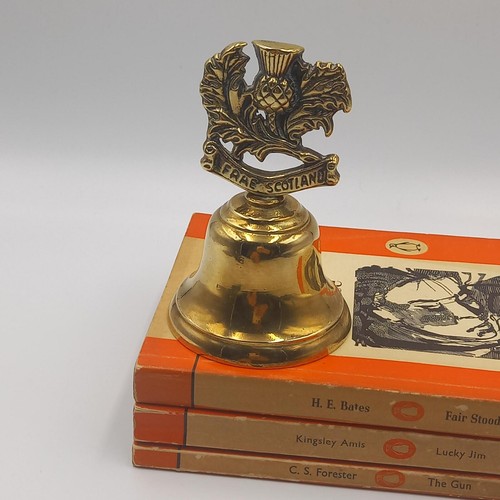 Vintage brass hand bell with - , a