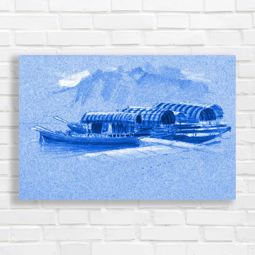Wooden barges calm waters - barges, on