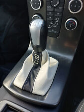 Gear Gaiter with Plastic Frame For Volvo C30 06-13 Cream Leather Stripe Logo