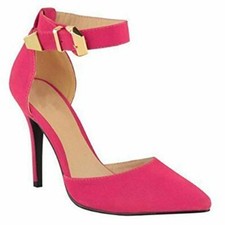 LADIES HIGH HEEL POINTY SANDALS TOE STILETTO ANKLE STRAP COURT SHOES SIZE UK 3-8