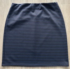 M&S Collection Blue Black Brown A-Line Stretch Mini Skirt UK 12 Length 20"