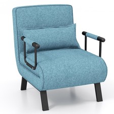 COSTWAY Convertible Sofa Bed 4-in-1 Folding Arm Chair Sleeper-Turquoise