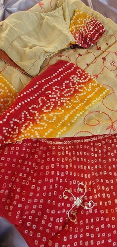 Indian saree sari red beige - red,