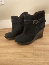 UGG Australia Anais Black Suede Wedge Ankle Boots UK 4.5 EU37 RRP £180