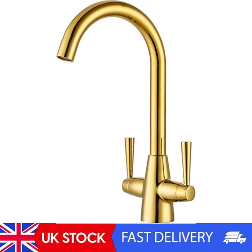 Gold kitchen tap dual lever - gold,