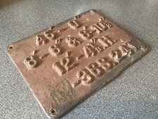 Cast Iron Railway Loco/Carriage/Wagon Dimensions Plate ~ Original Condition