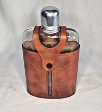 Vintage large glass hip flask - large,