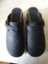 SANITA KRISTEL MULE CLOG ORIGINAL HANDMADE WOODEN LEATHER CLOG BROWN SIZE 6