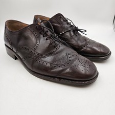 Bally Men's Dark Brown Leather Brogues Shoes Wingtip Size 8.5 E Wide Fit