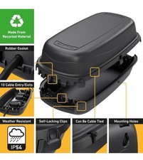 D-Line Weatherproof Electrical Box, Outdoor Extension Socket Box, IP54, 2x Entry