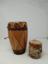 African Style Tribal Drums Vintage 2 Items