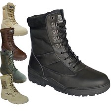 Leather Combat Boots Patrol Tactical Military Army Police Security Cadet Work