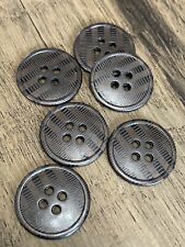 Metal Printed Button Black Brown Pattern Pack Of 6 28L (17.5mm)