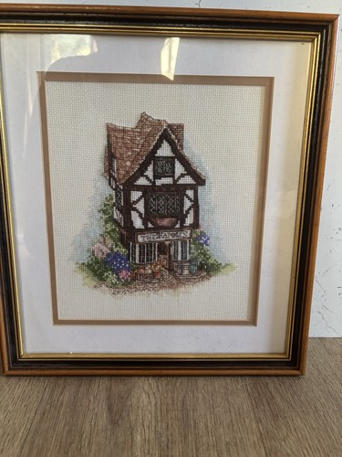 Framed cross stitch titled - cross,