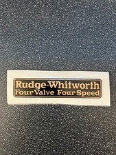 Rudge-Whitworth - 2x vinyl self adhesive decal 130x40mm (Black & Gold on clear)