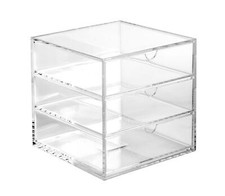 OSCO Clear Acrylic Cube | 3 Drawers | Not A4 Size | Small Item Storage | Stackab