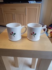 A Pair Of Strawberry Stem Mugs, Mini Coffee Tea Cup,Gisela Graham London VGC