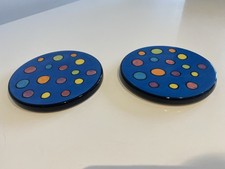 Whittard of Chelsea Round Ceramic Coaster X2 Multicolour Spots Hand Painted
