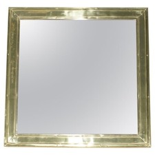 ANTIQUE ENGLISH CIRCA 1920'S SHIPS SEA LINER SOLID BRASS WALL MIRROR BY LOMBARD