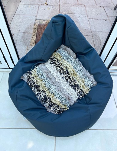 Grey teardrop beanbag chair - teardrop,