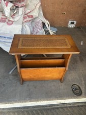 Beautiful Vintage Rustic Solid Oak Wood Occasional Side Table & Magazine Rack