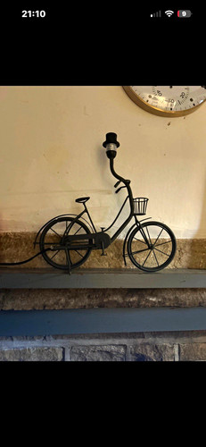 Black metal bicycle - bicycle, table