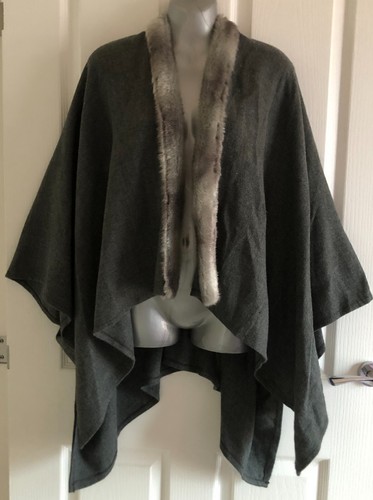 Dents grey faux fur trim - , cape
