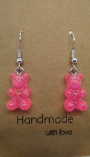 Pink Glitter Gummy Bear Earrings
