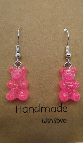 Pink glitter gummy bear - pink,