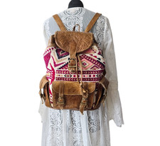 Aztec Leather Backpack Boho