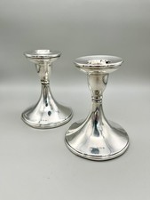 PAIR OF ART DECO STERLING SILVER CANDLESTICKS, S. BLANCKENSEE, B'HAM, 1939/40