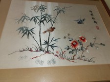 Vintage framed oriental silk - framed,