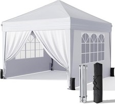 Gazebo with Sides 3m x 3m Waterproof Pop Up Carry Bag for Parties with Sandbags