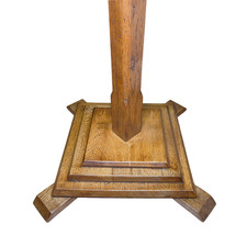 Art Deco Solid Oak Floor Lamp – Geometric Stepped Base – Vintage 147cm Tall