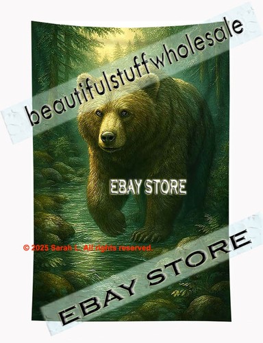 Bear woodland tapestry forest - woodland,