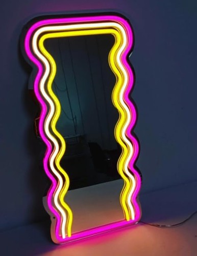 Wave mirror neon sign led - mirror,