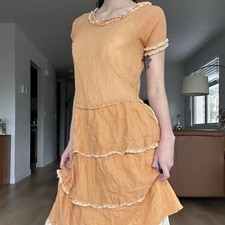 1920s Orange Cotton Linen