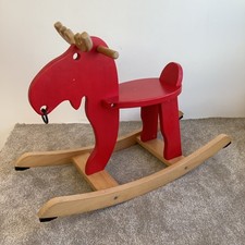 Red Wooden Rocking Horse Moose